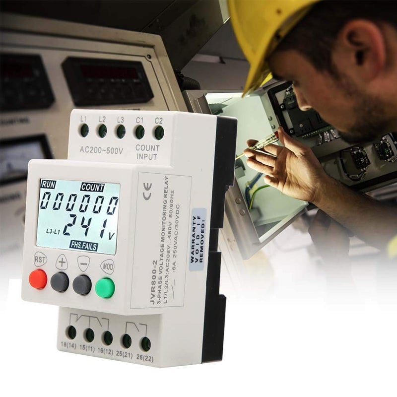 Naroote Jvr800-2 Voltage Stabilizer, Adjustable Voltage Protector, 3 Phase Under Over Voltage Protector Relay with Protective Functions for Phase Loss and Unbalanced Voltage - Image 2